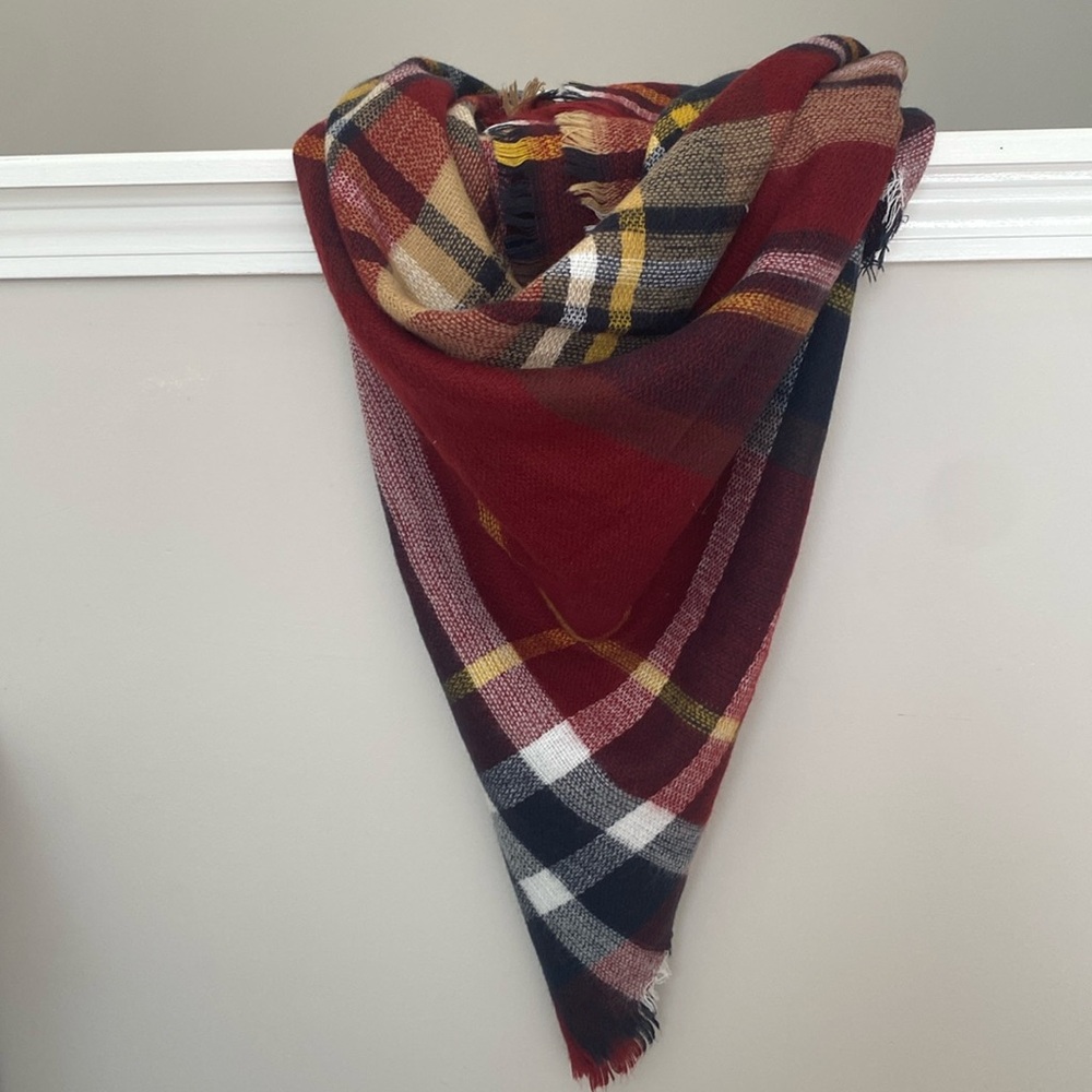 Plaid blanket scarf